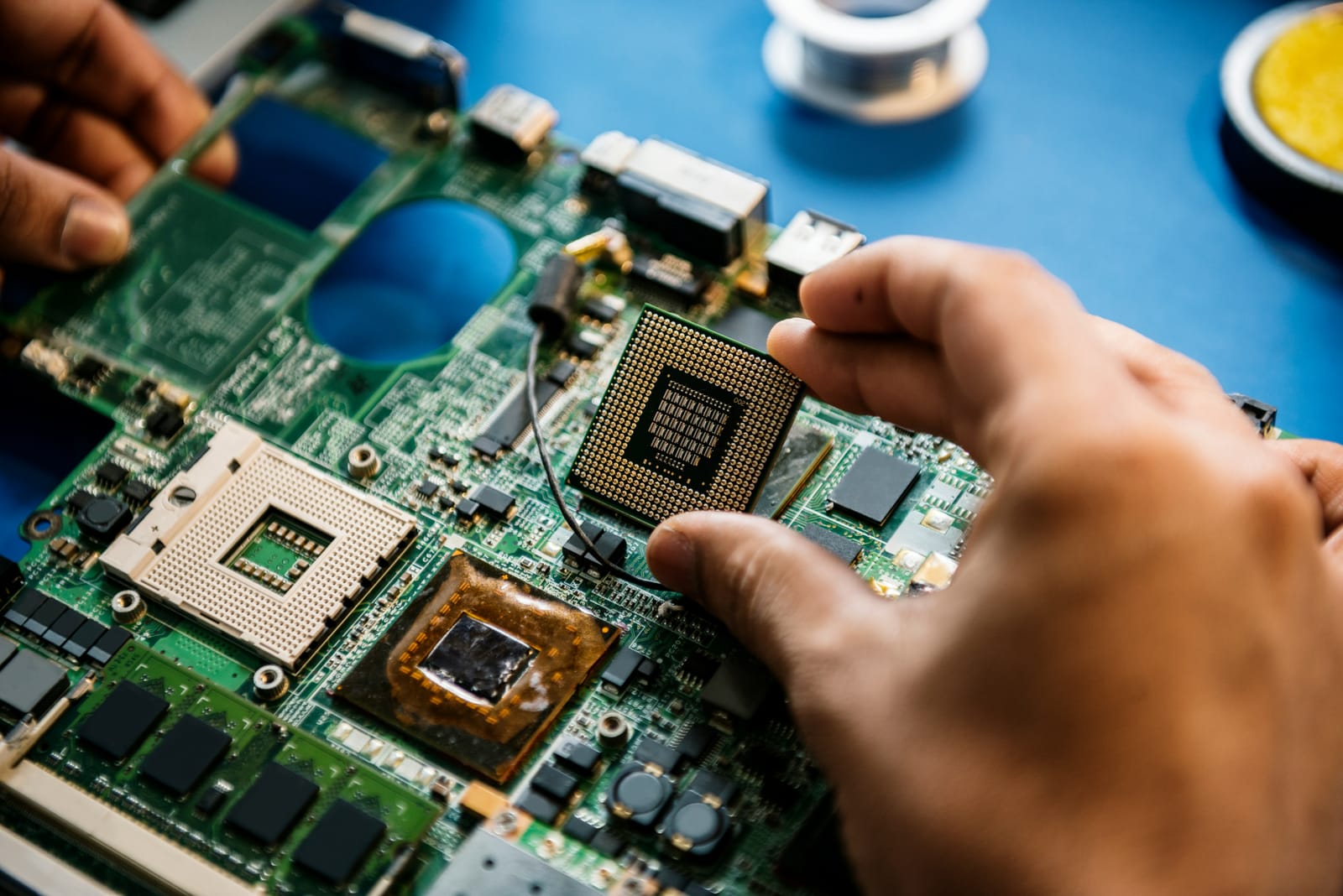 Engineer bringing up a populated board by hand