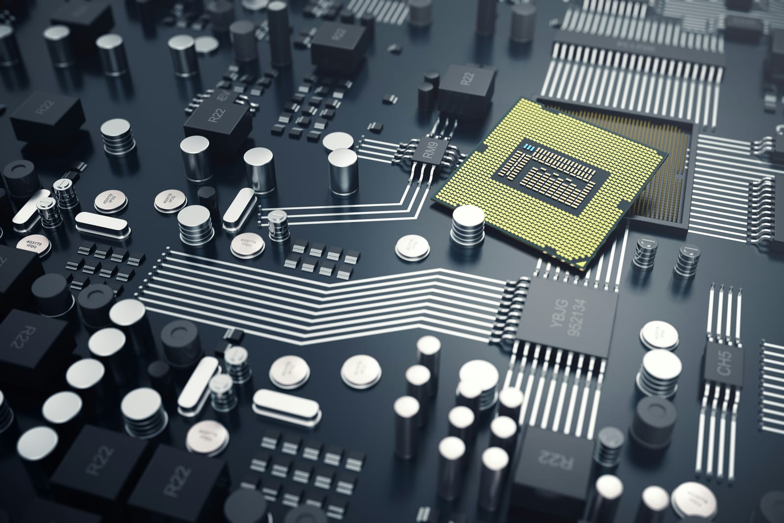 Processor seated on a densely populated circuit board
