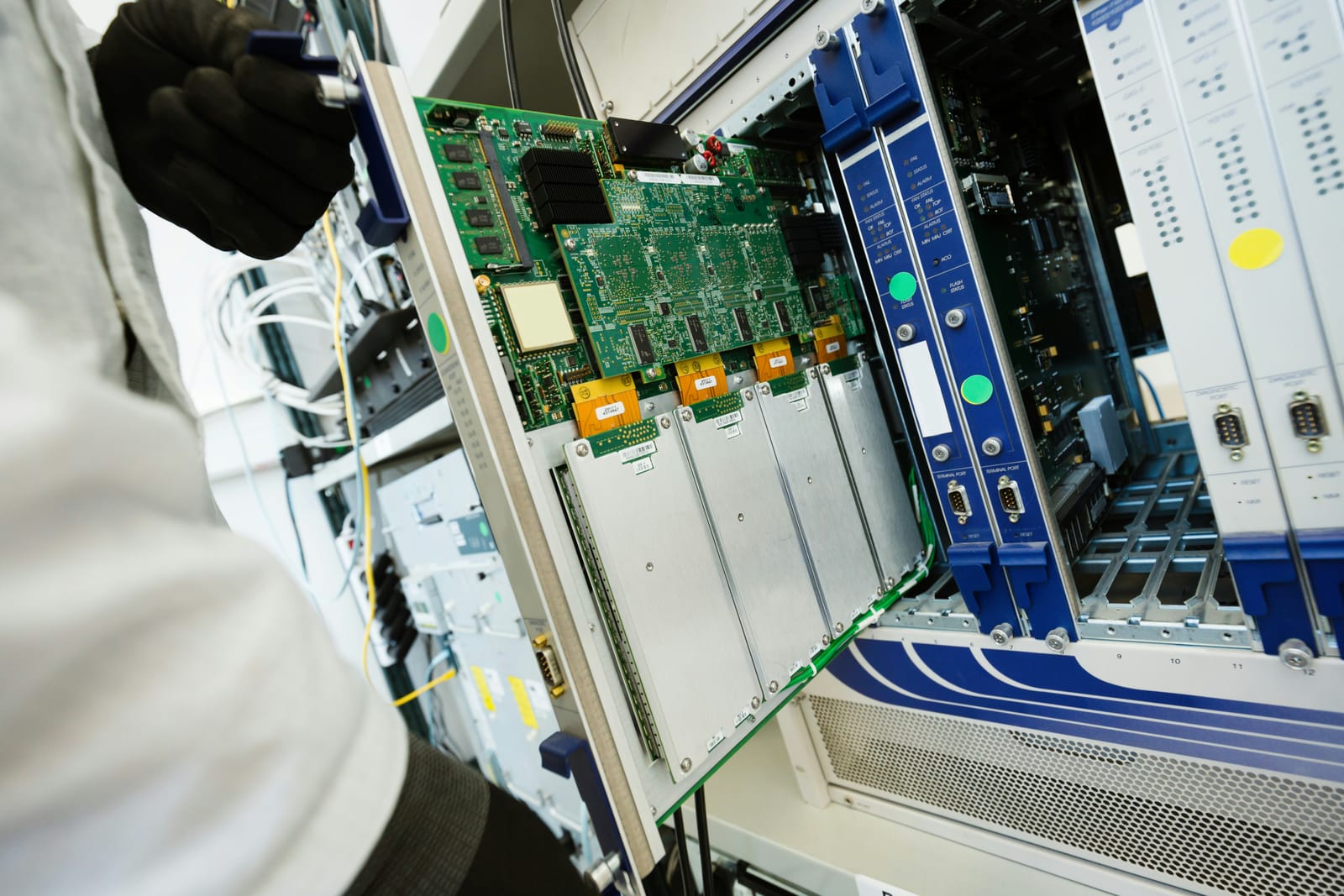 Rack-mounted equipment being integrated and cabled