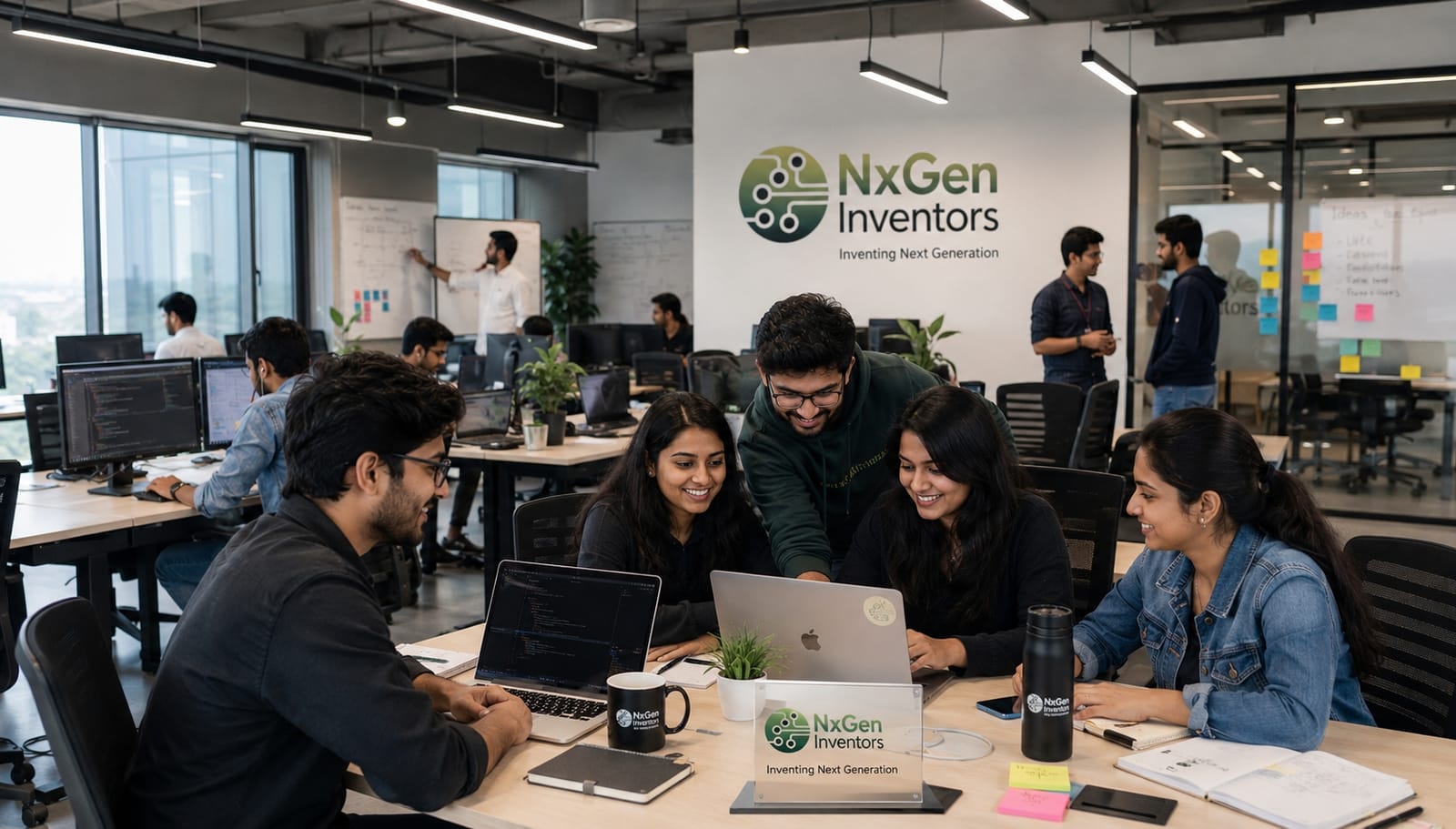 Engineering team working together in the Nx Gen Inventors office